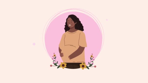 Young woman pregnancy character animation — Stock Video