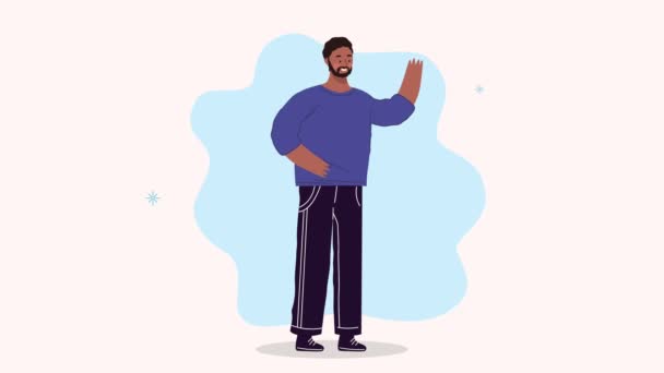 Sakallı genç adam ayakta animasyon — Stok video