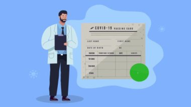 Covid19 aşı kartı olan profesyonel bir doktor.