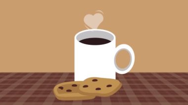 Kahve ve tatlı kurabiye animasyonu.