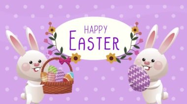 Tavşanlı ve sepetli mutlu paskalya mektupları