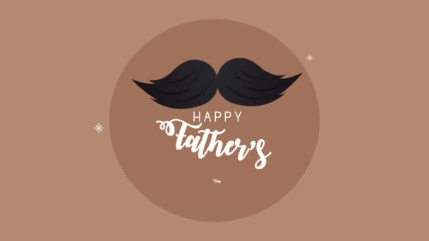 Fäder dag bokstäver med mustasch animation — Stockvideo