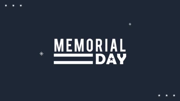 Memorial day lettering poster animation — Stock Video