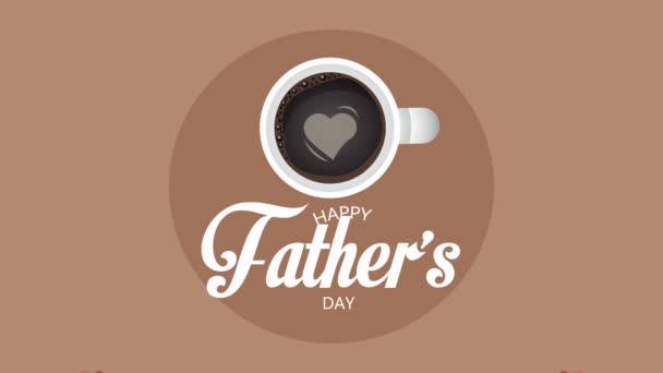 Fathers day lettering with coffee and heart — Stock Video