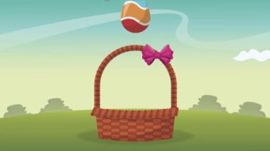 Mutlu Paskalya kutlamaları Sepette yumurtalar