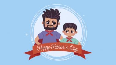 Babalar Günü 'nde kurdele takmış baba ve oğul.