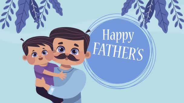 Vatertags-Schriftzug mit Sohn-Animation — Stockvideo