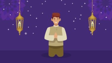 Kurban Mübarek Müslüman adamla Animasyon