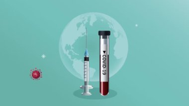 Covid19 parçacık aşı şişesi ve enjeksiyonu ile
