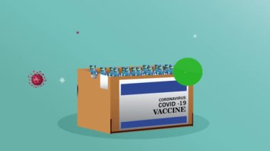 covid19 parçacık aşı şişeleri animasyon