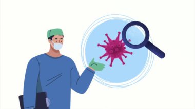 Doktor animasyonlu covid19 parçacık
