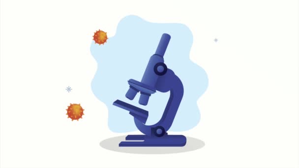 Covid19 particles with microscope animation — Stock Video