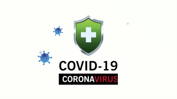 Covid19 pandemic lettering with shield — ストック動画