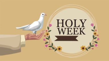 Kutsal hafta harf animasyonu ve el kaldırma güvercini.