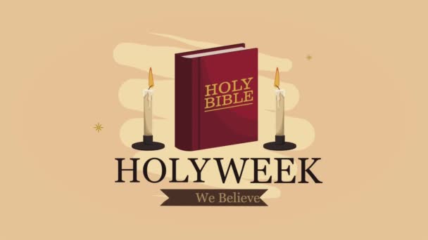 Holy week lettering animation with bible — Stock Video