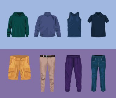 Sekiz giysi gerçekçi tasarım