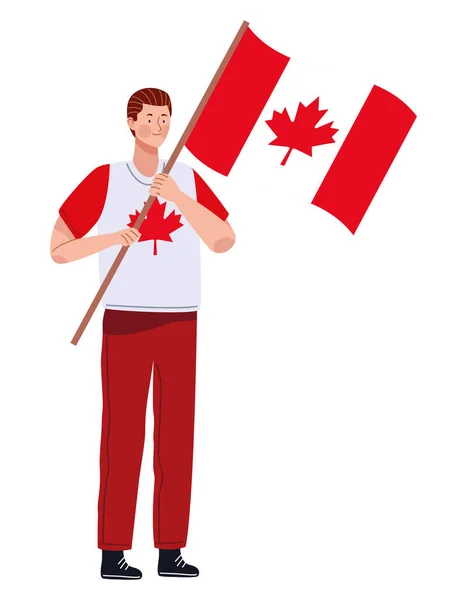 Homme canadien avec drapeau — Image vectorielle