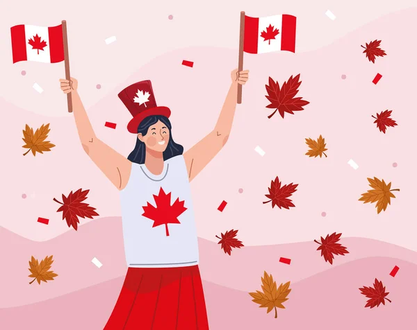 Канадская женщина празднует — стоковый вектор