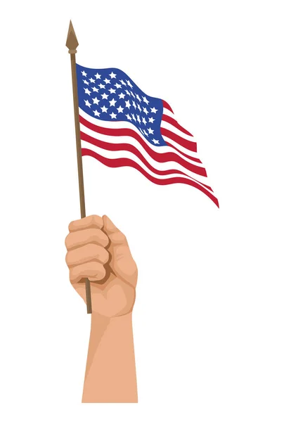 Mão acenando bandeira dos EUA —  Vetores de Stock