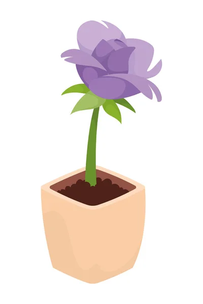 Flor lilás em vaso — Vetor de Stock