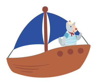 Ayı denizci teknede.