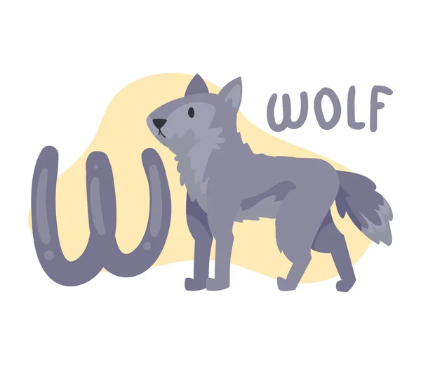 Wolf and w letter — Stock Vector