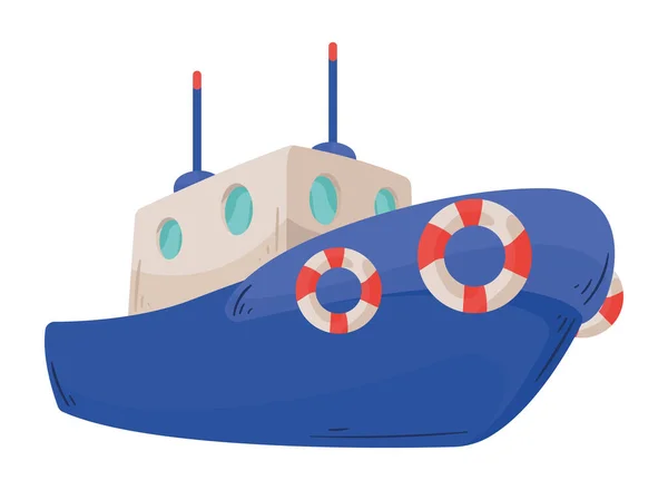 Μπλε πλοίο με πλωτήρες — Διανυσματικό Αρχείο
