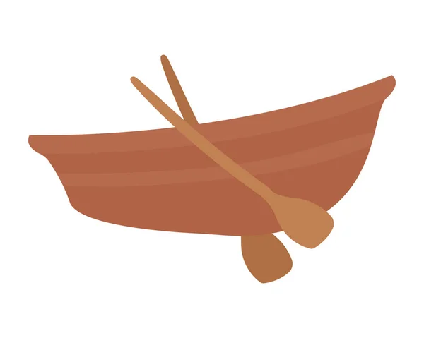Barco de canoa de madeira — Vetor de Stock