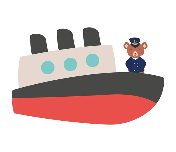 Моряк медведь на корабле — стоковый вектор