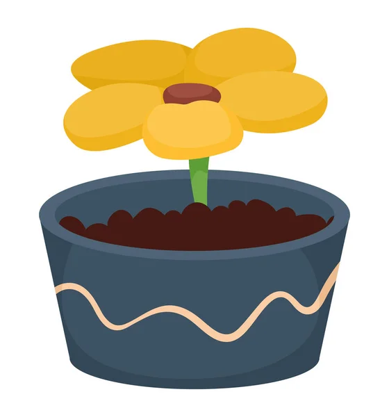 Fleur jaune en pot — Image vectorielle