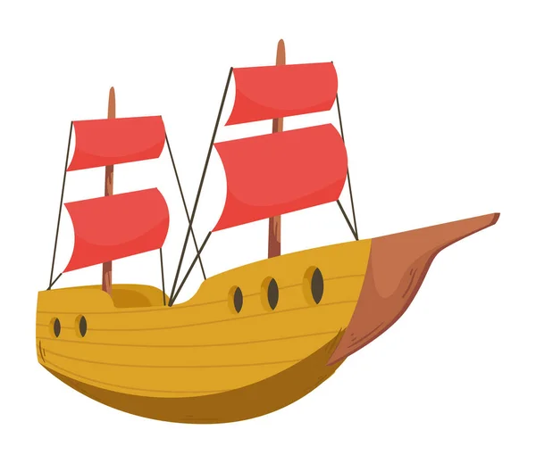 Transporte de veleiro de madeira — Vetor de Stock