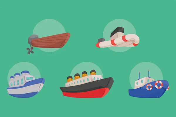 Иконки кораблей и лодок — стоковый вектор