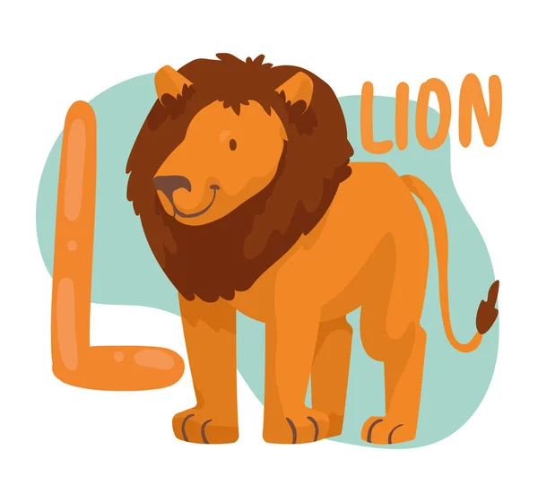 Lejon och alfabet bokstav — Stock vektor