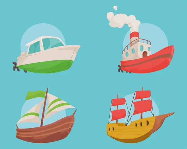 Иконки кораблей и лодок — стоковый вектор