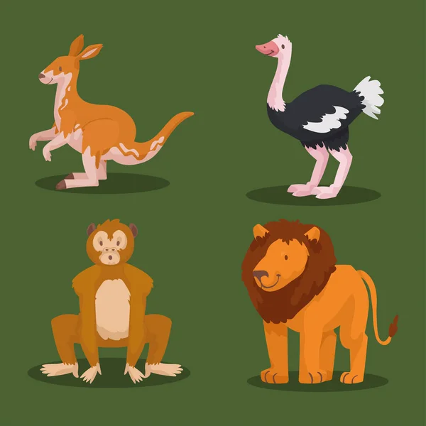 Cuatro animales lindos bebés — Vector de stock