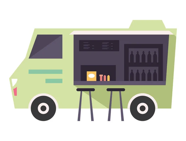 Camião de comida verde —  Vetores de Stock