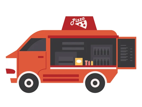 Pizza food truck vehicle — Archivo Imágenes Vectoriales