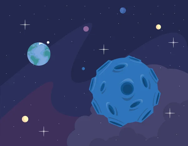 Maan en planeten ruimte — Stockvector