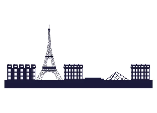 France monuments landmarks silhouettes — Image vectorielle