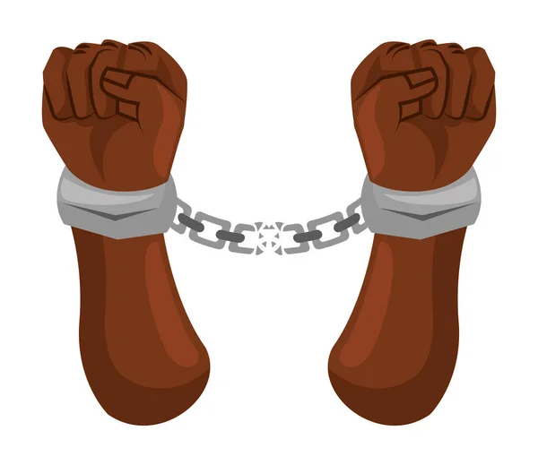 Slave hands with handcuffs — Vector de stock