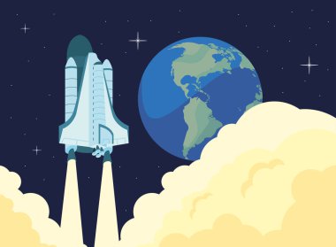 Dünya gezegeni ve uzay gemisi