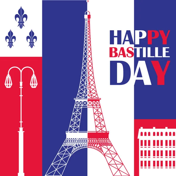 Happy bastille day lettering — Stock Vector