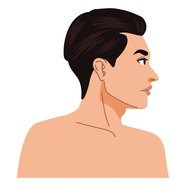 Young naked man profile — Stockvektor