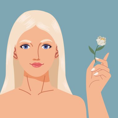 sarışın bir kadın çiçek