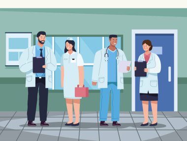 Doktor personeli iş yerinde.