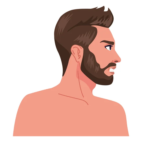 Bearded naked man profile — Stockvektor