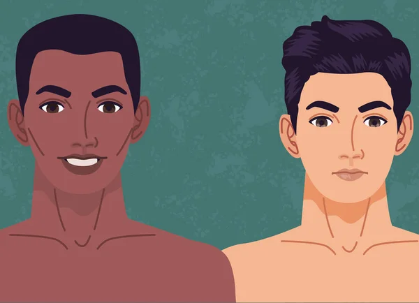 Hombres desnudos interracial — Archivo Imágenes Vectoriales