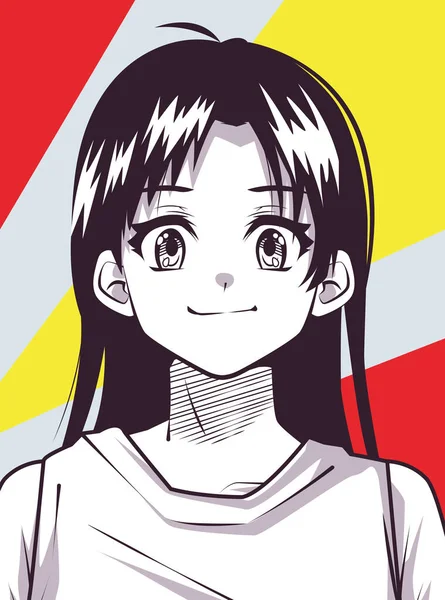 Smiling girl anime character — Stockvektor