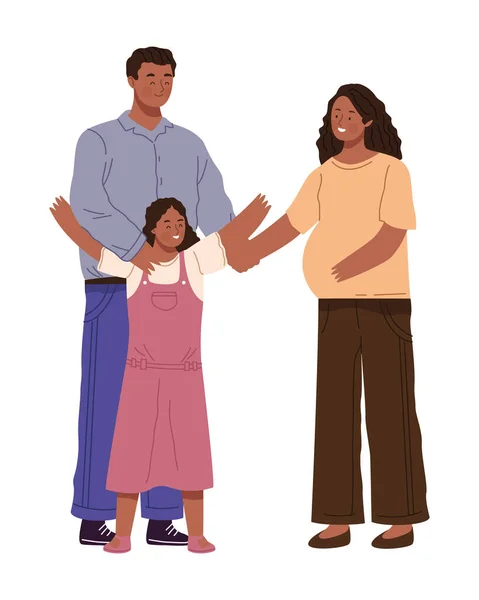 有女儿的非洲裔夫妇 — 图库矢量图片