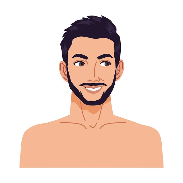 Young bearded naked man — стоковый вектор